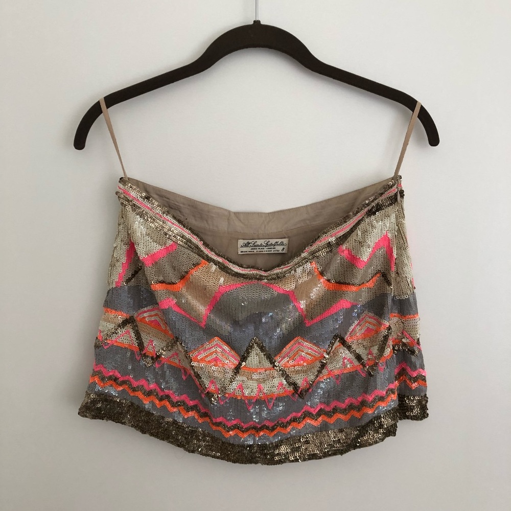 All Saints Aztec Sequin Mini Skirt